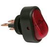 PI-5580C 1 piece Illuminated Red On-Off Oblong Rocker Switch 1/2 Inch Mnt Hole 1/4 Inch Blade 12V 25 Amp