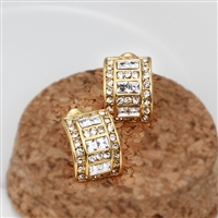 Milan14k-Gold Plated Earrings, Clear Stones, 14K Gold Plated, Fashion Earrings, Crystals, Statement Earrings