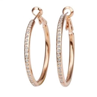 Kelly 14K Rose Gold Plated Crystal Hoop Earrings, Gold Plated, Crystals, Hoops, Earrings, Fashion Earrings, Fashion Hoops, Rose Gold