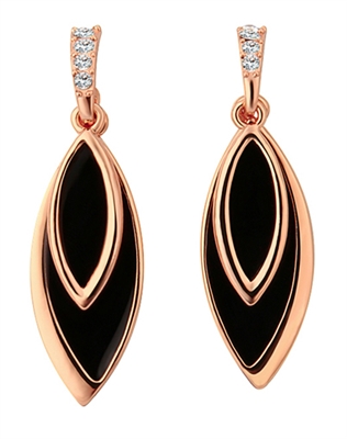 Classic Black And Gold Drop Earrings, 14K Gold Plated Dangle Earrings,  Graduated Fancy Cut Round Clear Crystals