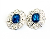 Betsy Bold Fashion Stud Earrings, Fashion Earrings, Statement Stud Earrings, Royal Blue, Clear Stone Earrings