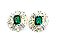 Betsy Bold Fashion Stud Earrings,Crystal Stud Earrings, Fashion Studs, Statement Studs, Green Stone With Shiny Clear Stones Around It