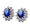 Classic Luxury Zircon Crystal Earrings, Royal Blue, Stud Earrings, Classic Style Earrings, 14K White Gold Plated