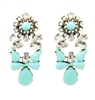 Turquoise Twinkle Statement Earrings With Shiny Stones, Fashion Earrings, Turquoise Earrings, Earrings With Rhinestones