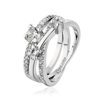 Multi-Layered 18K White Gold Plated Ring With Rhinestones, Fashion Ring, Ring with Rhinestones, Crystal Ring