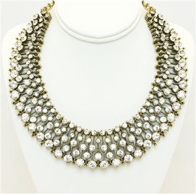 Fashion Statement Necklace, Gold plated fashion statement necklace,  Shiny Rhinestons Necklace