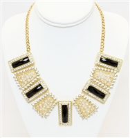 Black And Gold Statement Necklace, Fashion Necklace, Statement Necklace, Fancy Necklace, Necklace With Crystals