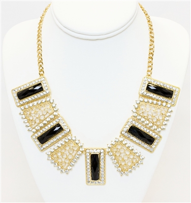 Black And Gold Statement Necklace, Fashion Necklace, Statement Necklace, Fancy Necklace, Necklace With Crystals