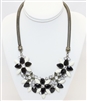 Black And White Fashion Modern Floral Necklace , Modern Necklace, Floral Necklace With Stones, Statement Necklace