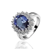 Classic Ring With Blue Stone, Luxury ring, Blue and Clear Crystal Ring, Fashion Ring, Statement Ring