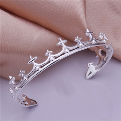 Sterling Silver Fashion Crown Bangle, Silver Bangle, Fashion Bangle, Crown Bangle