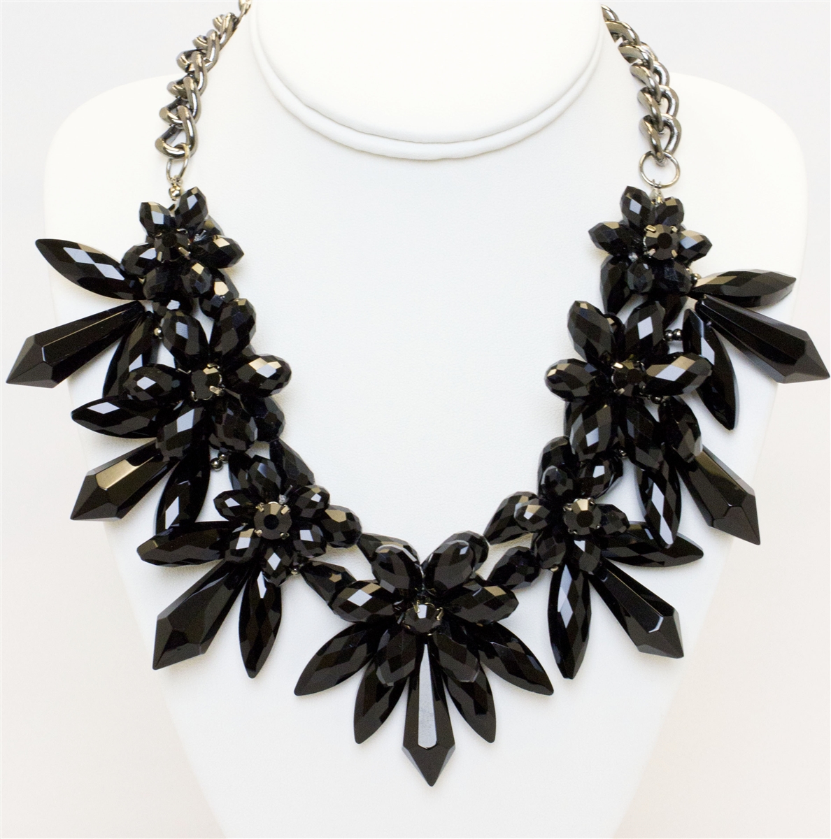 Womens Gold Tone Resin Black Beaded Statement Necklace | eBay