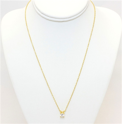 Gold Necklace With Big Clear Stone Stud, Gold Plated Necklace With Stud, Fashion Necklace, Everyday Necklace