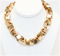Rose Gold Pyramid Shape Links Necklace, Fashion Statement Necklace, Rose Gold Collar Necklace