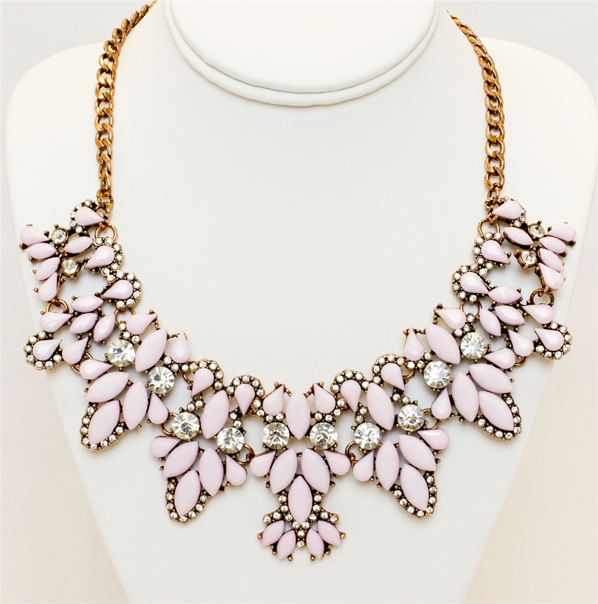 Statement Collar Necklace With Stones, Fashion Necklace, Spring Fashion  Necklace, Necklace With Light Pink Stones