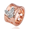 Two Tone Butterfly Ring, Rose Gold Butterfly Ring, Fashion Rose Gold Ring, Ring With Butterfly Design