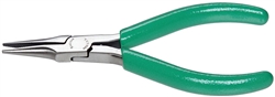 5" Slim Line Needle Nose Pliers, Serrated Jaws, and  Green Cushion Grips; Part Number: NN54V