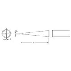 .031" x 1.00" x 800 degree PT Series Long Conical Tip for TC201 Series Iron | Part Number: PTO8