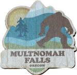 Multnomah Falls Bigfoot Mini Wood Sticker