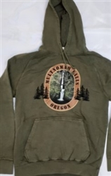 Multnomah Falls Label Hoodie - Olive Green