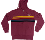 Hoody Full Zip 5 Stripe  -Maroon