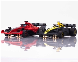 AFX RACEMASTER ... TWO PACK F1 HO SCALE SLOT CAR SET (RED/YELLOW)