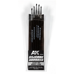 AK INTERACTIVE ... SILICONE BRUSHES HARD TIP, SMALL - 5PK