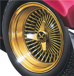 AOSHIMA ... WIRE GOLD PLATING 13" TIRE & WHEEL SET (4) 1/24