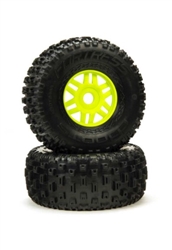 ARRMA RC CAR ... DBOOTS 'FORTRESS' TYRE SET GLUED GREEN (PAIR)
