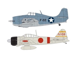 AIRFIX ... GRUMMAN F-4F4 WILDCAT & MITSUBISHI ZERO DOGFIGHT DOUBLE