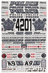 FIREBRAND RC 58... POLICE 1 DECALS SHEET (SILVER) (8.5X11")