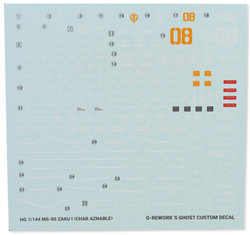 G-REWORK 3... HG Origin MS-05 Zaku I Gundam Waterslide Decal Sheet (Char A