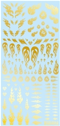 HiQ PARTS ... DECAL TATTOO DECAL 03 'FIRE' GOLD (1PC)
