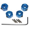 HOT RACING ... BLUE ALUMINUM 12MM WHEEL HEX 2WD (4)