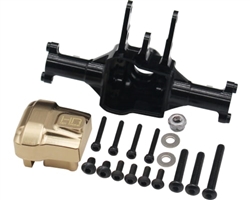 HOT RACING 1... FRONT ALUMINUM AXLE BRASS COVER TRX4-M