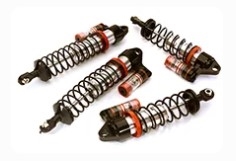 INTEGY LVER... MACHINED PIGGYBACK SHOCK SET (4) FOR 1/10 RUST 4X4 SILVER