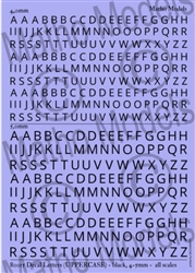 MATHO MODELS ... DECAL LETTERS (UPPERCASE) - BLACK 4-5MM