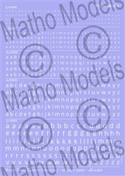MATHO MODELS ... DECAL LETTERS (LOWERCASE) - WHITE 1-3MM