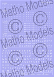 MATHO MODELS ... DECAL LETTERS (UPPERCASE) - WHITE, 1-3MM