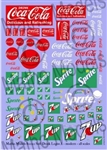 MATHO MODELS ... MULTI-SCALE SOFT DRINK LOGOS DECAL COCA-COLA, SPRITE,7-UP