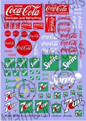MATHO MODELS ... MULTI-SCALE SOFT DRINK LOGOS DECAL COCA-COLA, SPRITE,7-UP