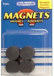 MAGNET SOURCE ... 3/4" DIA. X .1875" THICK CERAMIC DISC MAGNETS (8)