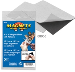 MAGNET SOURCE 8056... 4" X 6" FLEXIBLE MAGNETIC SHEETS W/ADHESIVE (2)