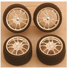 PEGASUS 1281... Chrome M5's Rims w/Tires for Import Cars (4) 1/24-1/25