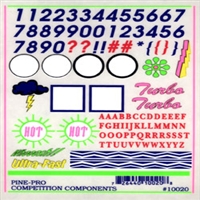 PINE-PRO CARS 10020... NUMBERS & LETTERS DECAL