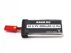 RAGE RC ... 1S 3.7V 400MAH 25C LIPO BATTERY WITH JST PLUG VINTAGE STICK