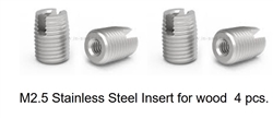 RTL FASTNER ... M2.5 STAINLESS STEEL THREADED INSERTS (FOR WOOD) 4pcs