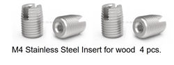 RTL FASTNER ... M4 STAINLESS STEEL THREADED INSERTS (FOR WOOD) 4pcs