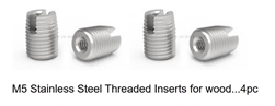 RTL FASTNER ... M5 STAINLESS STEEL THREADED INSERTS (FOR WOOD) 4pcs