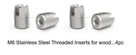RTL FASTNER ... M6 STAINLESS STEEL THREADED INSERTS (FOR WOOD) 4pcs